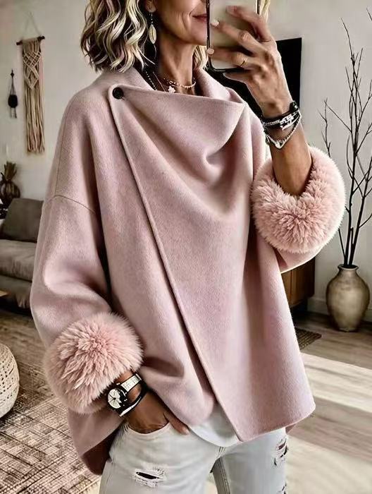 Elena – Asymmetrical Cowl Neck Poncho Top