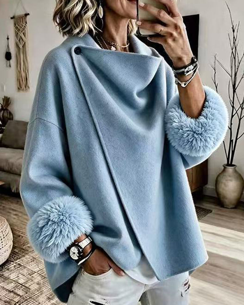 Elena – Asymmetrical Cowl Neck Poncho Top