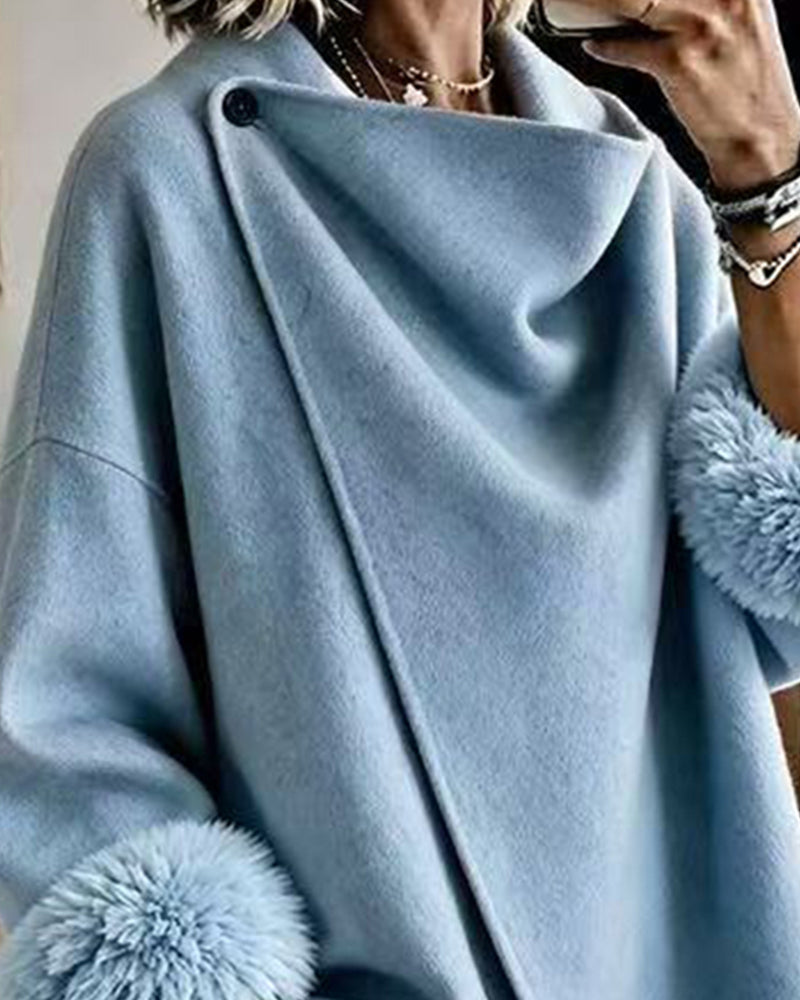 Elena – Asymmetrical Cowl Neck Poncho Top