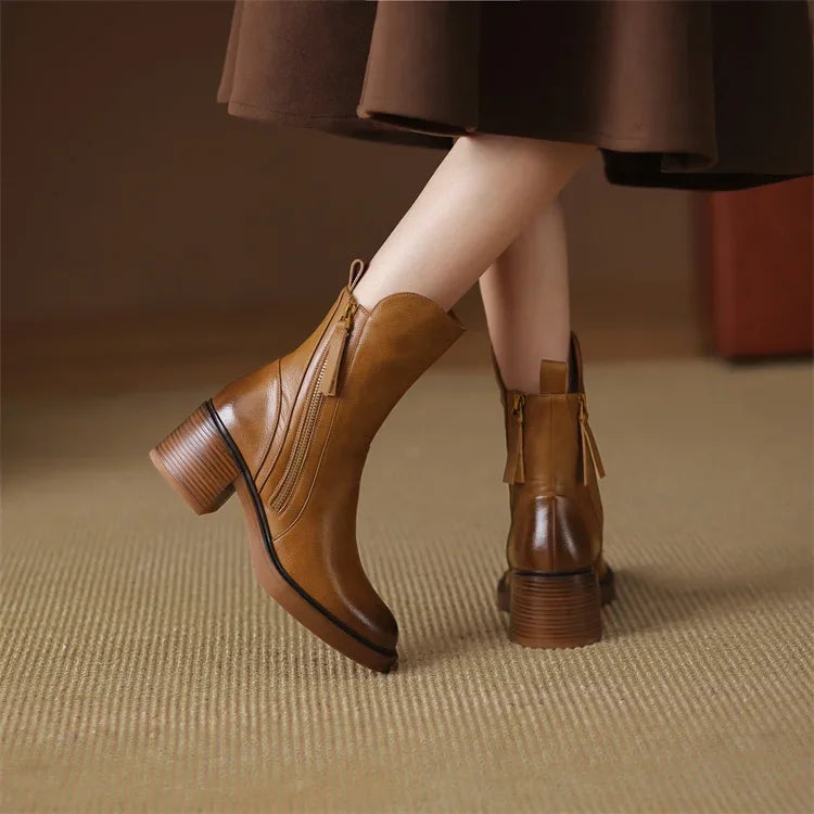 Gloria | Chic Leather Ankle Boots for Effortless Style