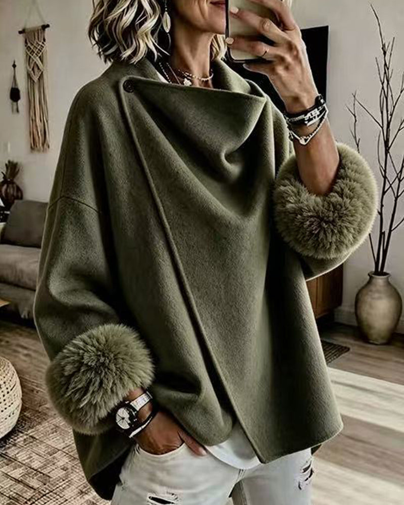 Elena – Asymmetrical Cowl Neck Poncho Top