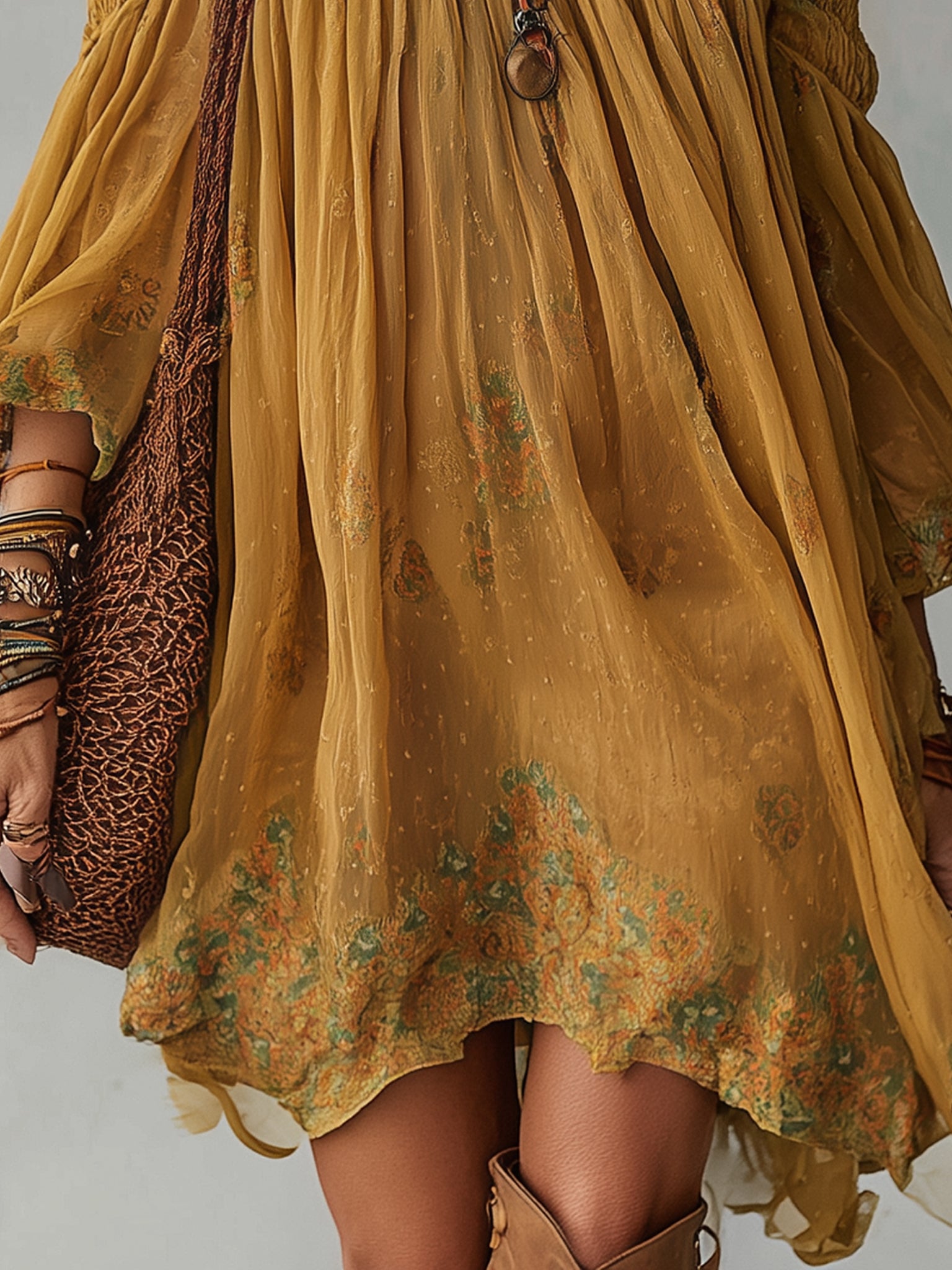 Carol Ann | Yellow Floral Chiffon Mini Dress Off Shoulder