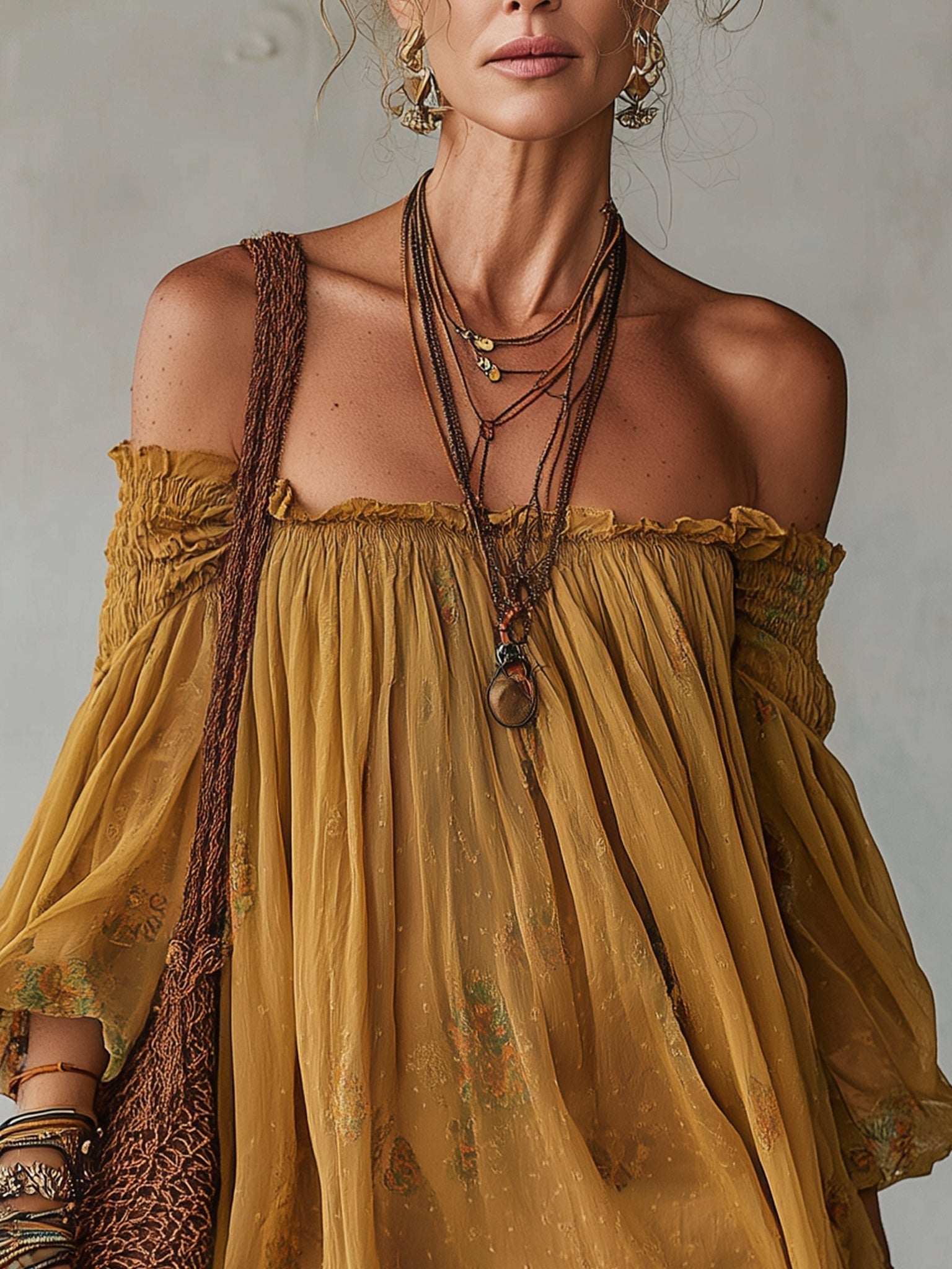 Carol Ann | Yellow Floral Chiffon Mini Dress Off Shoulder