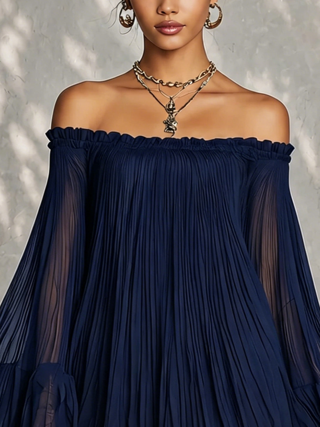 Irene | Bell Sleeve Mini Dress with Ruffles and Off-the-Shoulder Design