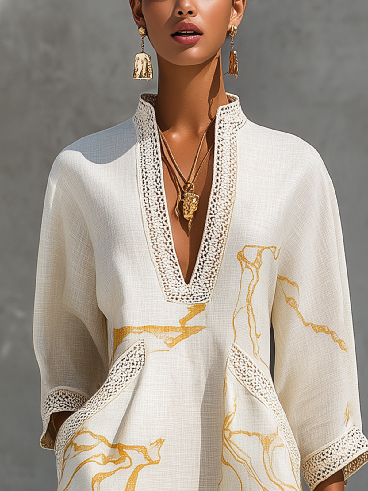 Dorothy | Mini Dress Printed Gold Ivory