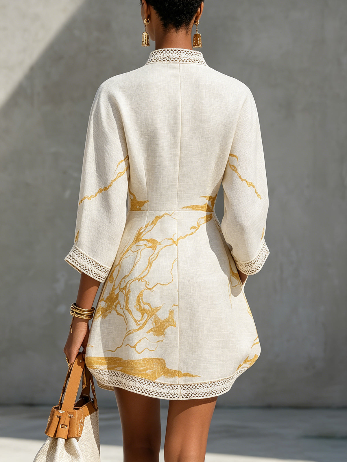 Dorothy | Mini Dress Printed Gold Ivory