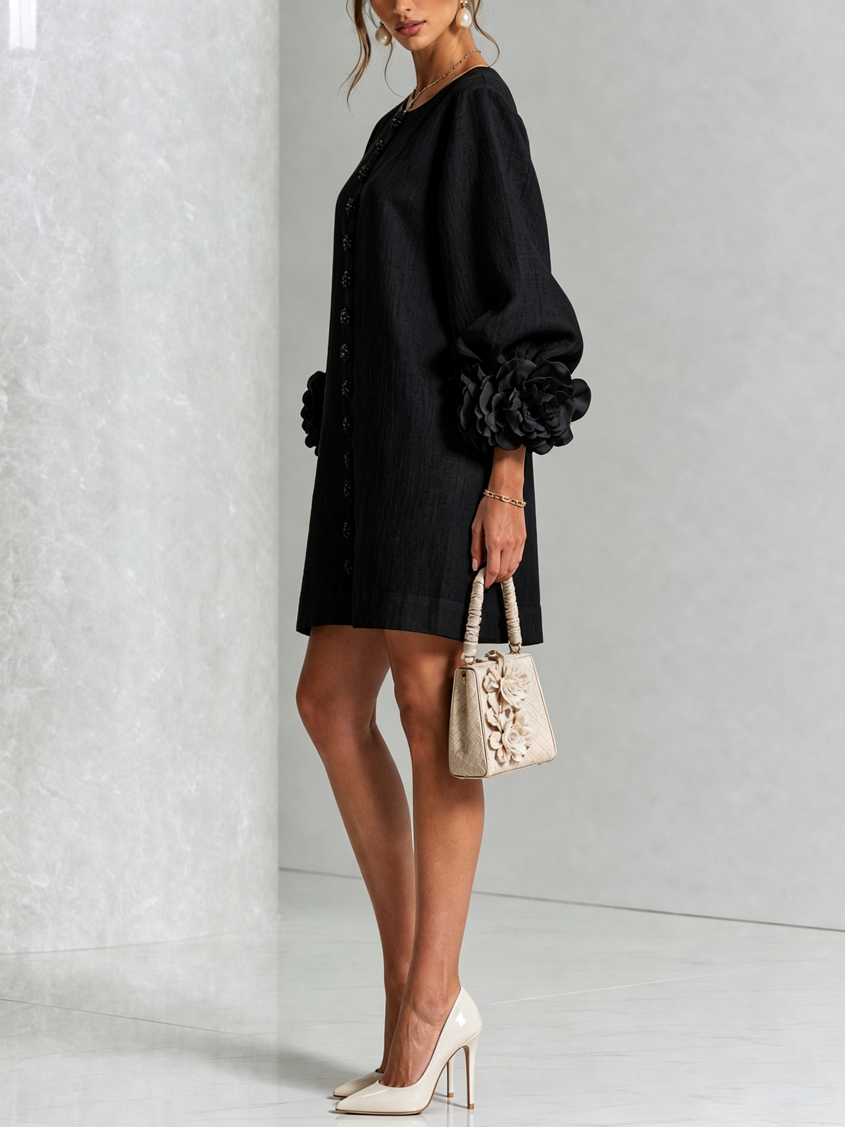 FLORENCE | FLORAL BUTTON-FRONT MINI DRESS