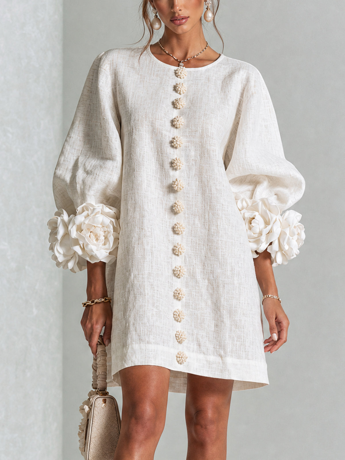 FLORENCE | FLORAL BUTTON-FRONT MINI DRESS