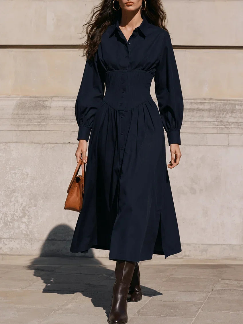 FILA | CORSET-WAIST SHIRT MIDI DRESS