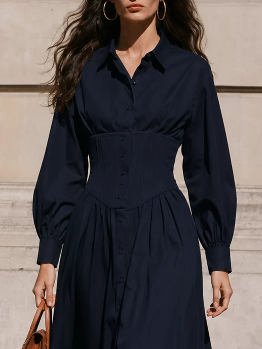 FILA | CORSET-WAIST SHIRT MIDI DRESS