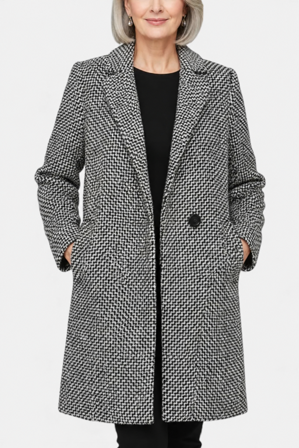 Eleanor – Long Houndstooth Coat