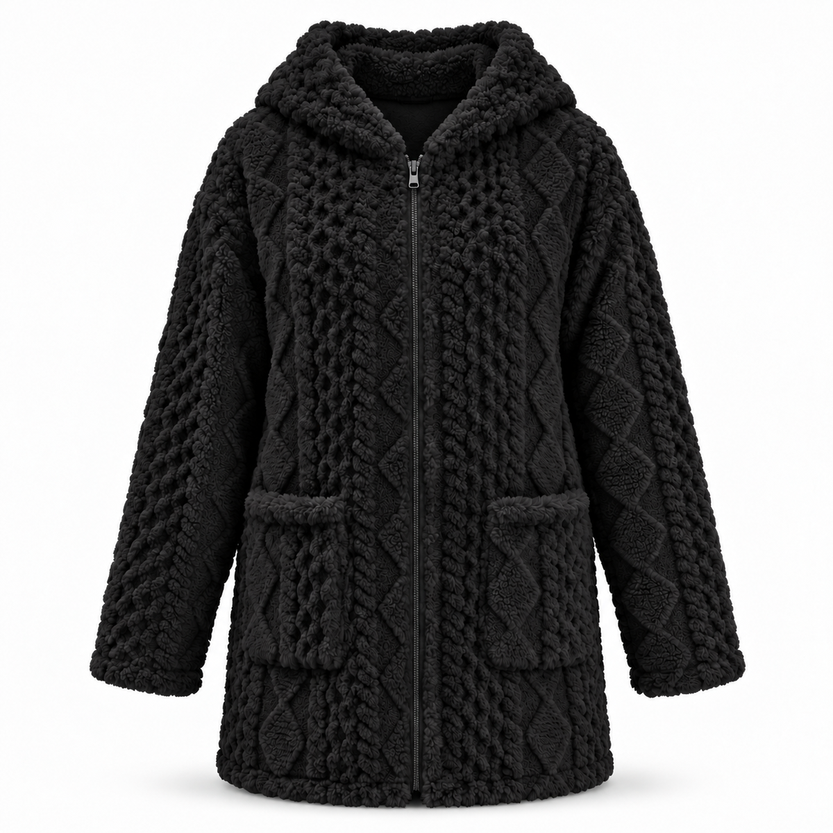 Marlene – Cozy Plush Hooded Cardigan Jacket