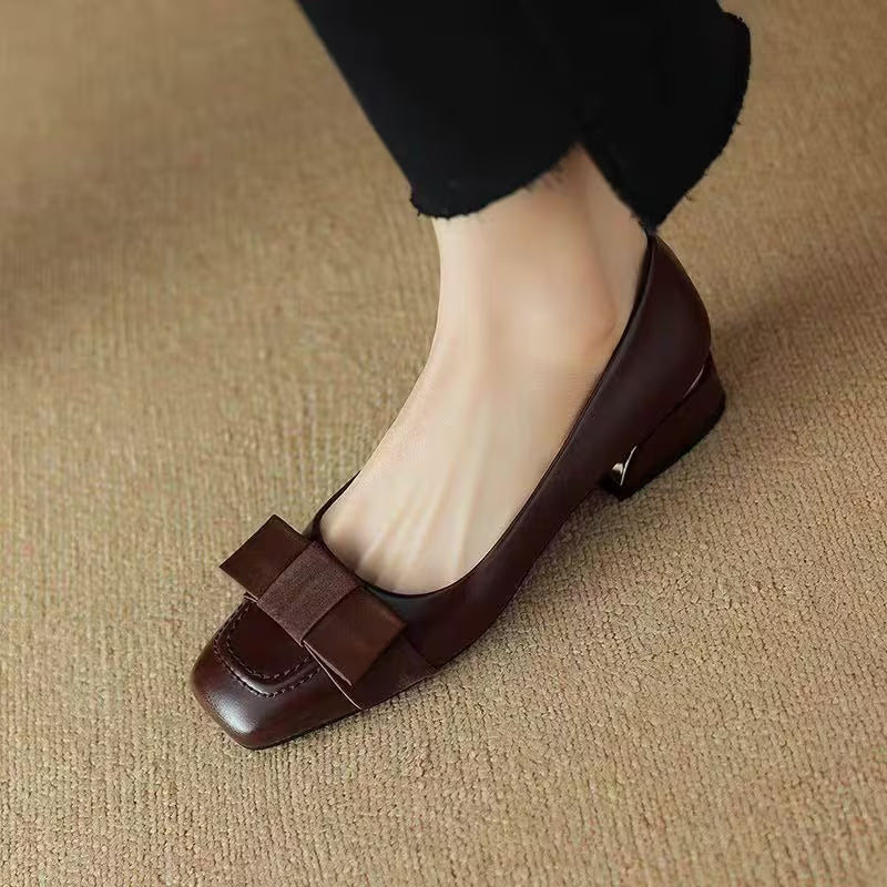 Camille Bow Leather Flats