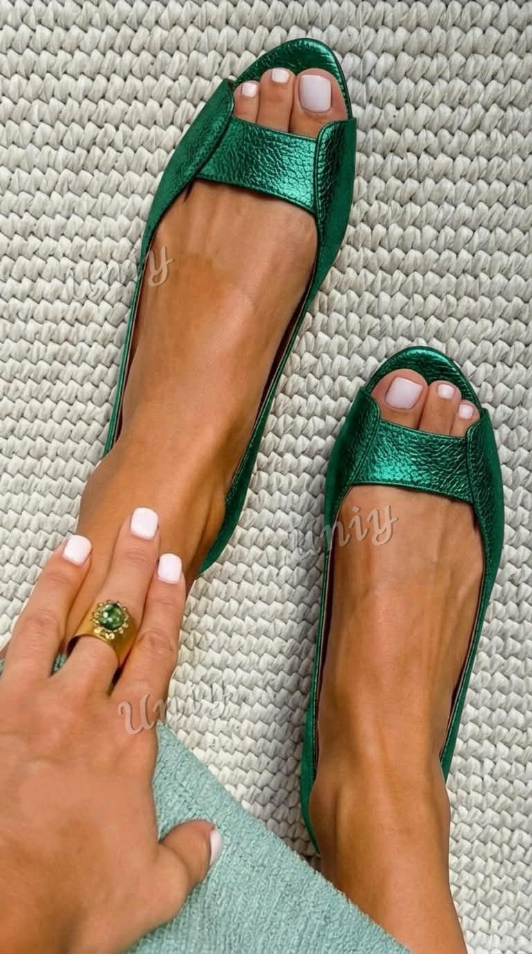 Olivia - Chic Metallic Open-Toe Flats