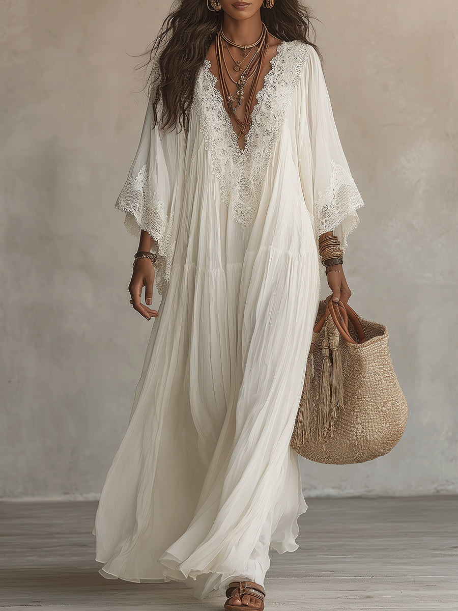 Colette™ Lace Trim Kaftan Maxi Dress