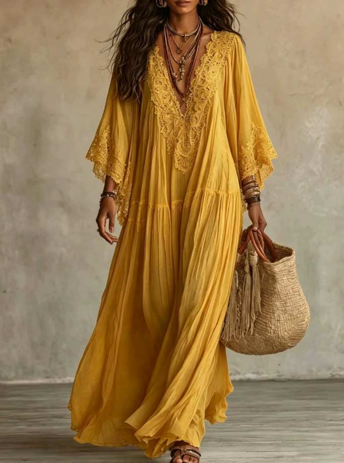 Colette™ Lace Trim Kaftan Maxi Dress