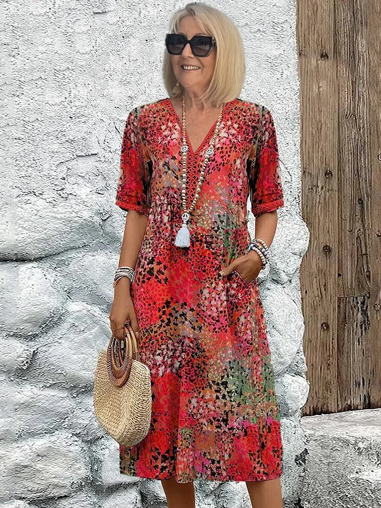 Roxanne™ | Vibrant Floral Wrap Midi Dress