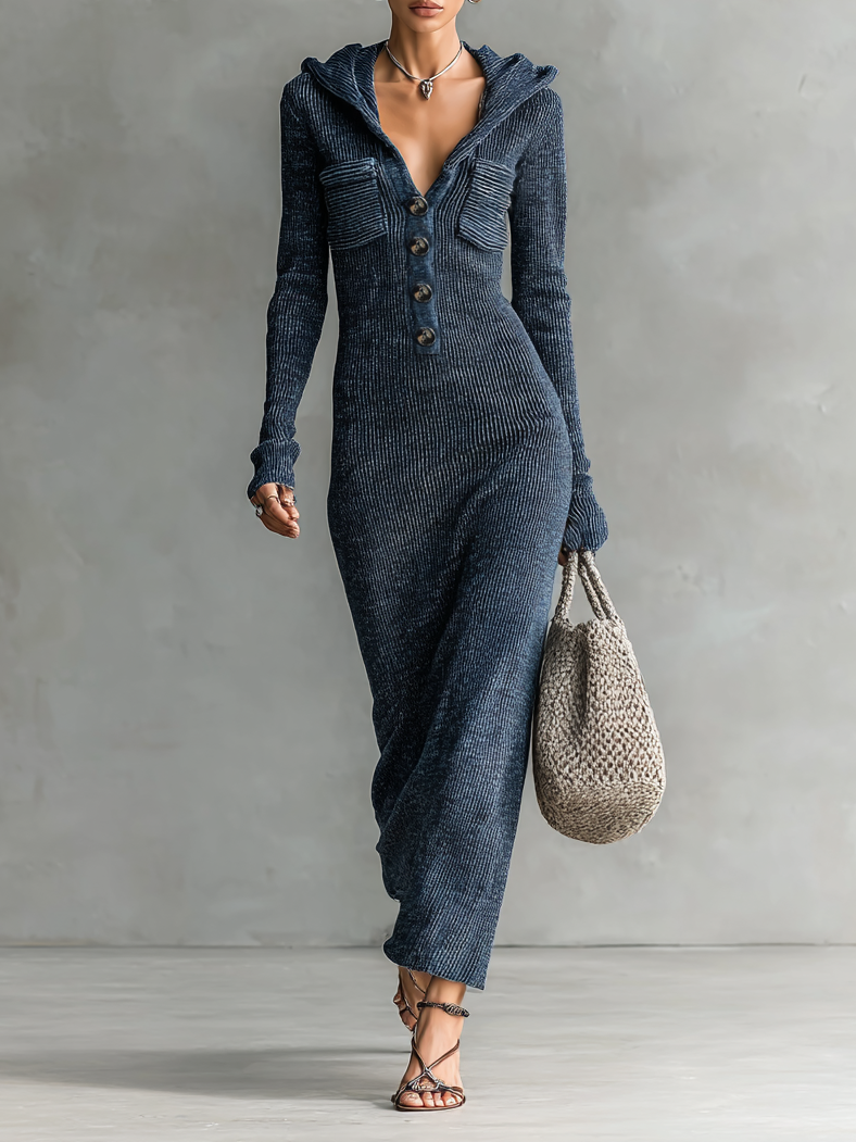Sienna – Hooded Knit Maxi Dress