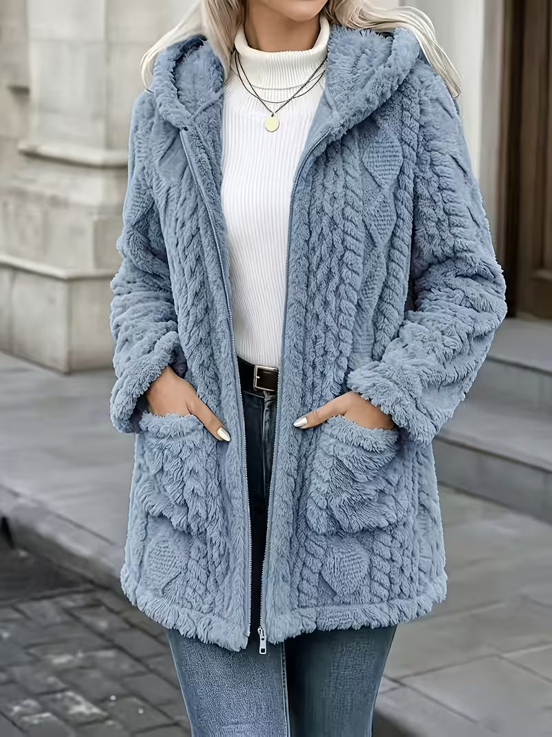 Marlene – Cozy Plush Hooded Cardigan Jacket