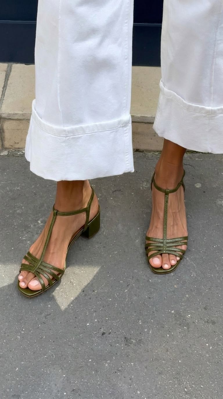 Yolia - Metallic Block Heel Sandals
