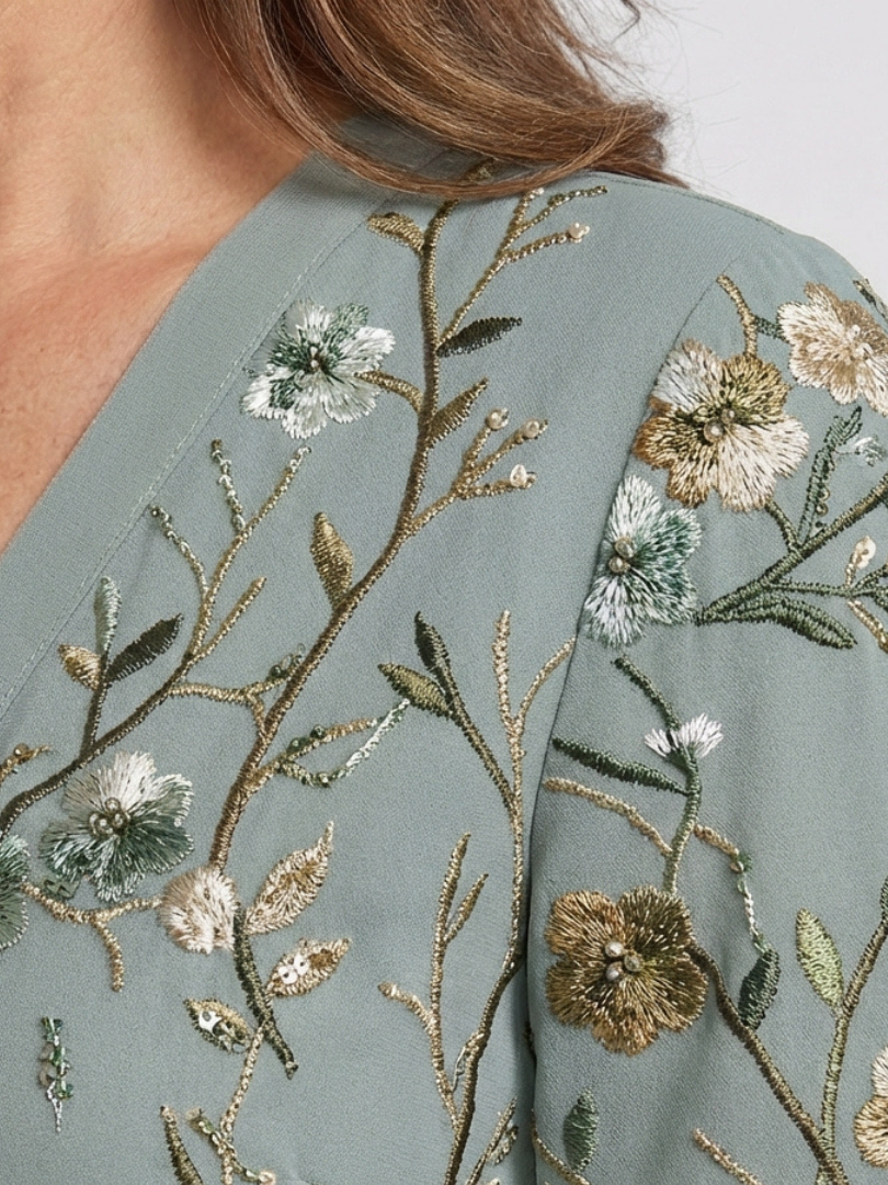Floral V Neck Short Sleeve Maxi Dress