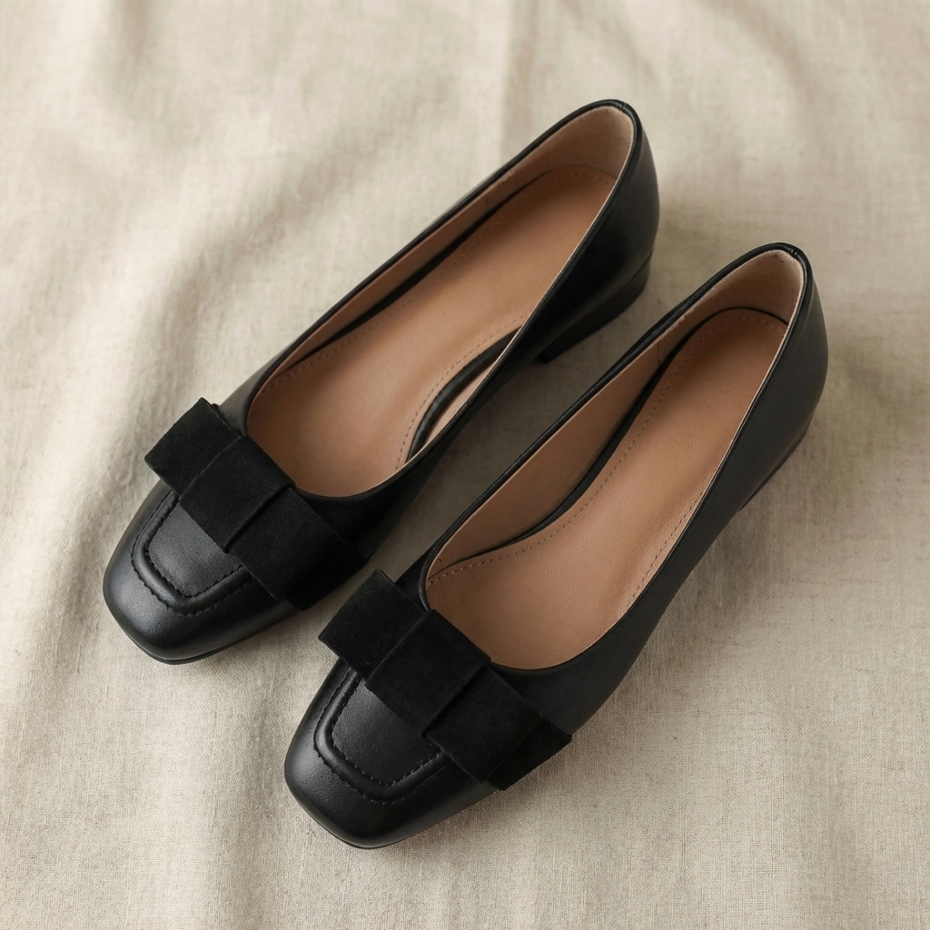 Camille Bow Leather Flats