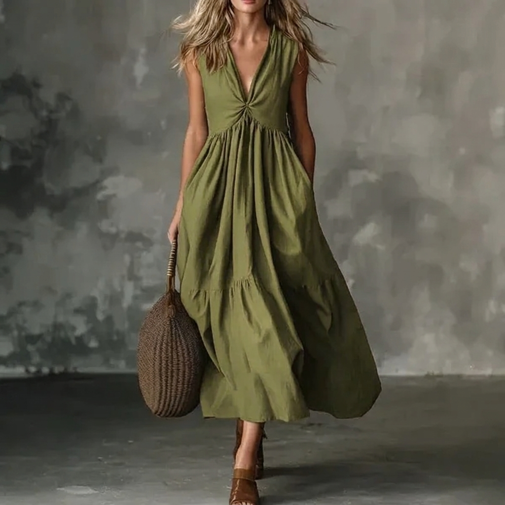 JUNIPER | Deep V-Neck Tiered Maxi Dress