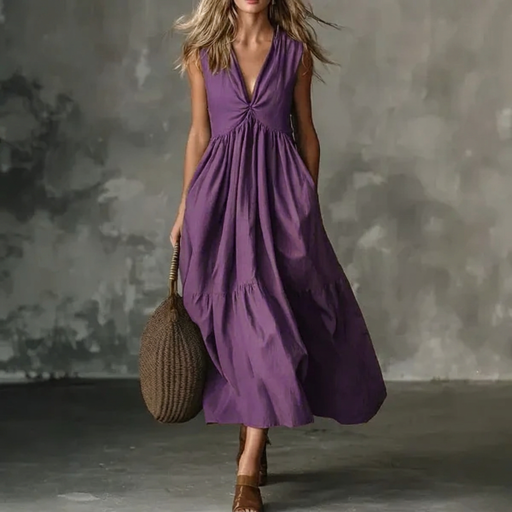 JUNIPER | Deep V-Neck Tiered Maxi Dress