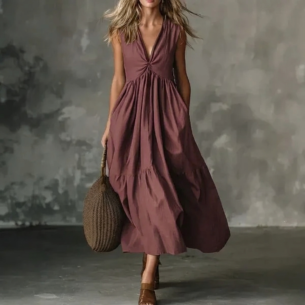 JUNIPER | Deep V-Neck Tiered Maxi Dress
