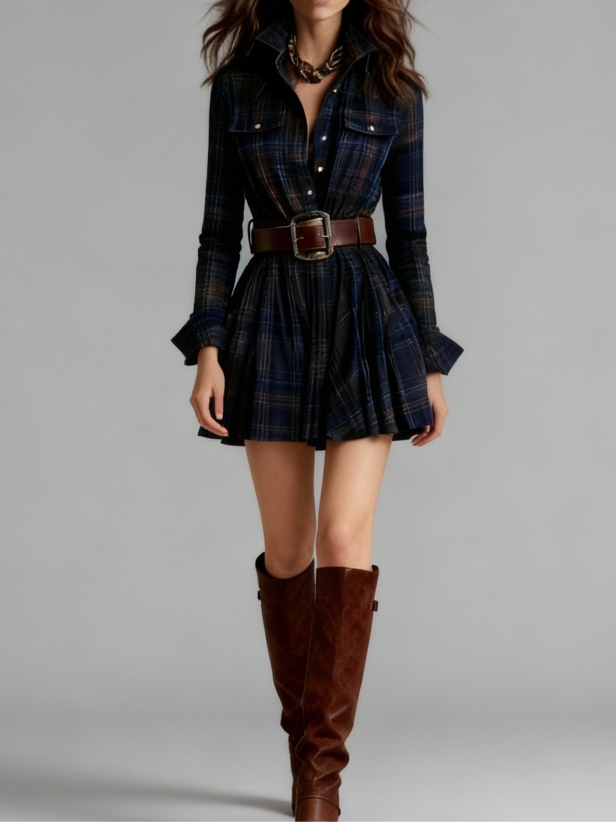 Mildred | Red and Brown Vintage Mini Dress (includes belt)
