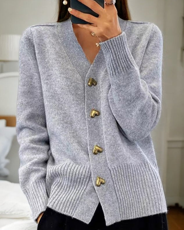Michaela | Women's V-Neck Button-Front Cardigan