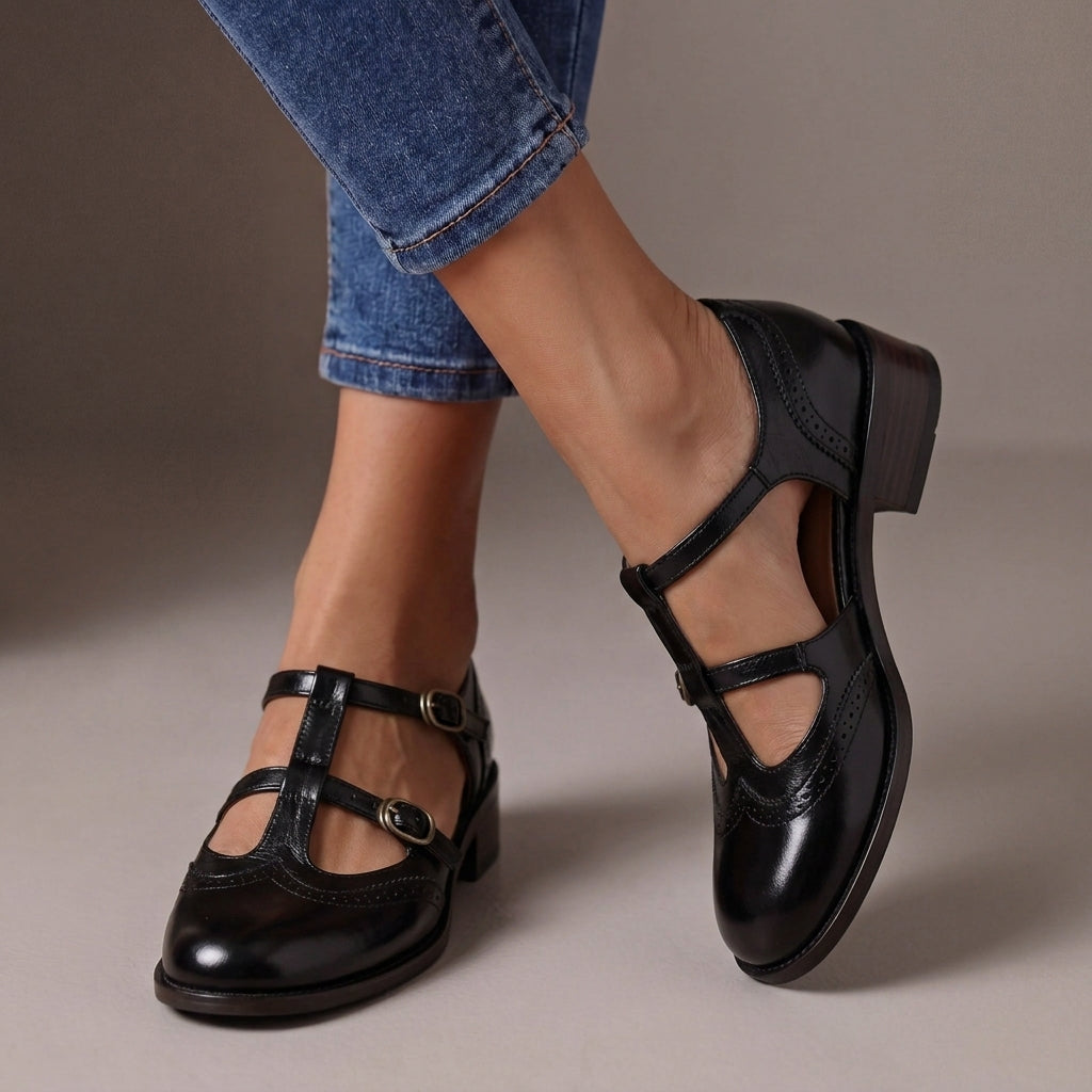 Lucinda | Leather Brogue Mary Janes