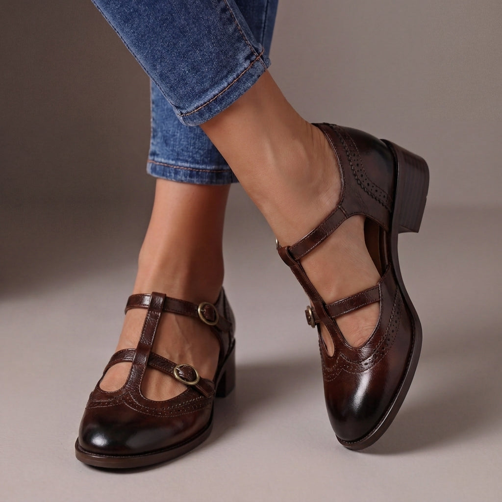 Lucinda | Leather Brogue Mary Janes