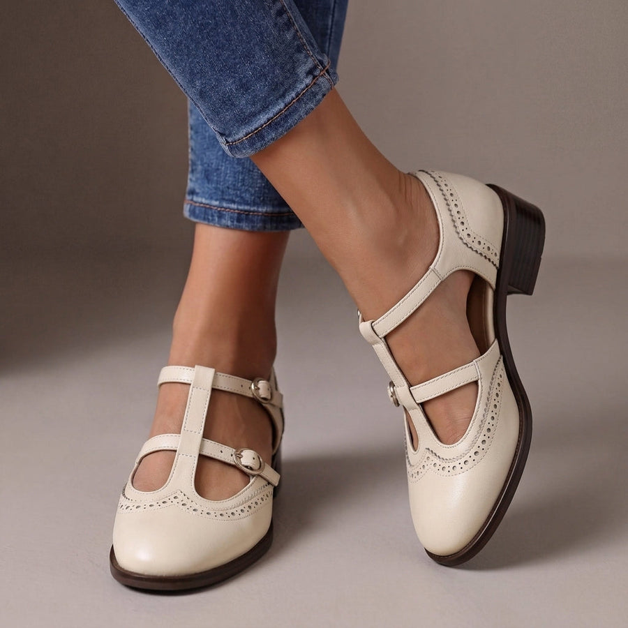 Lucinda | Leather Brogue Mary Janes