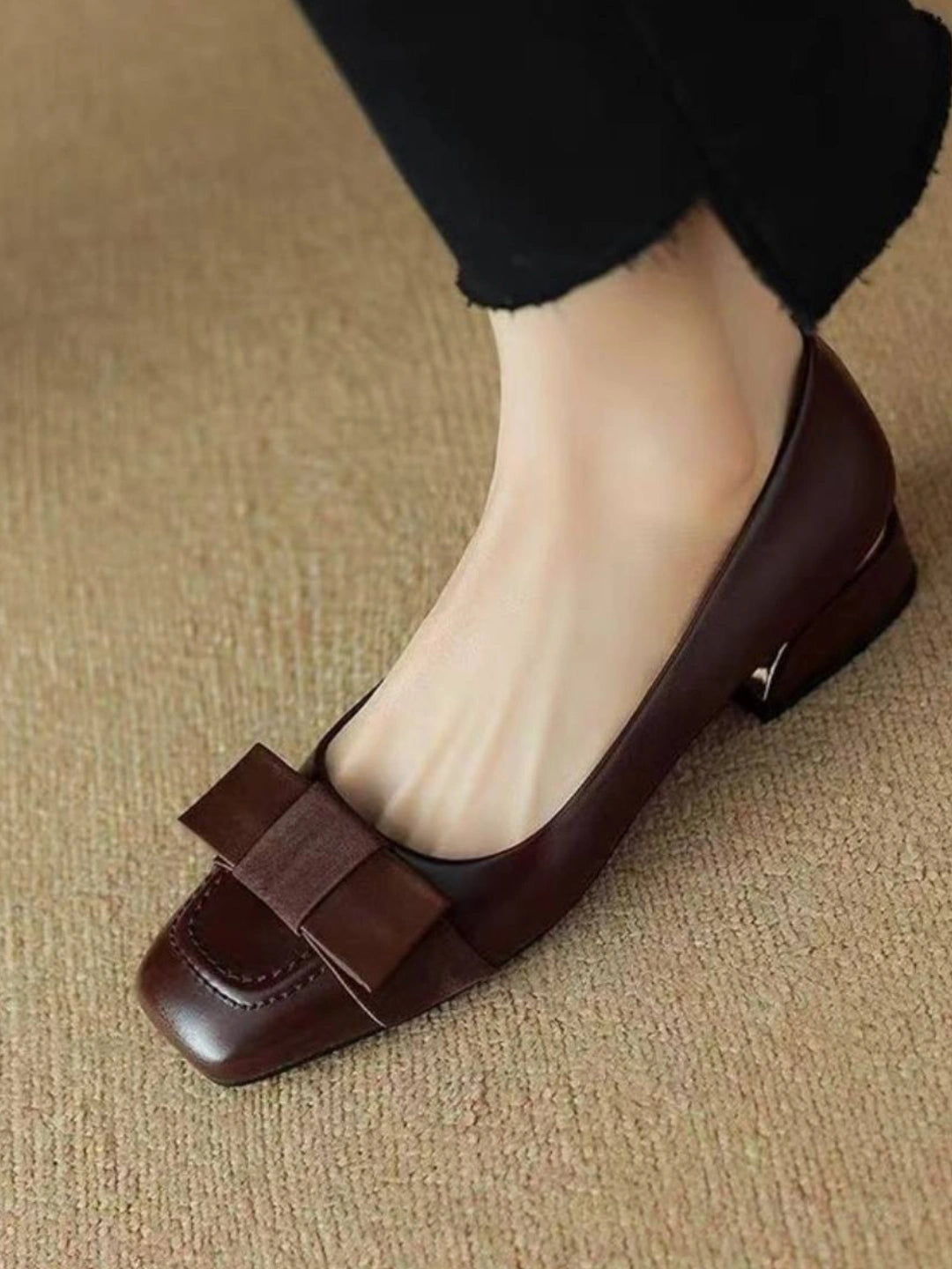 Camille Bow Leather Flats