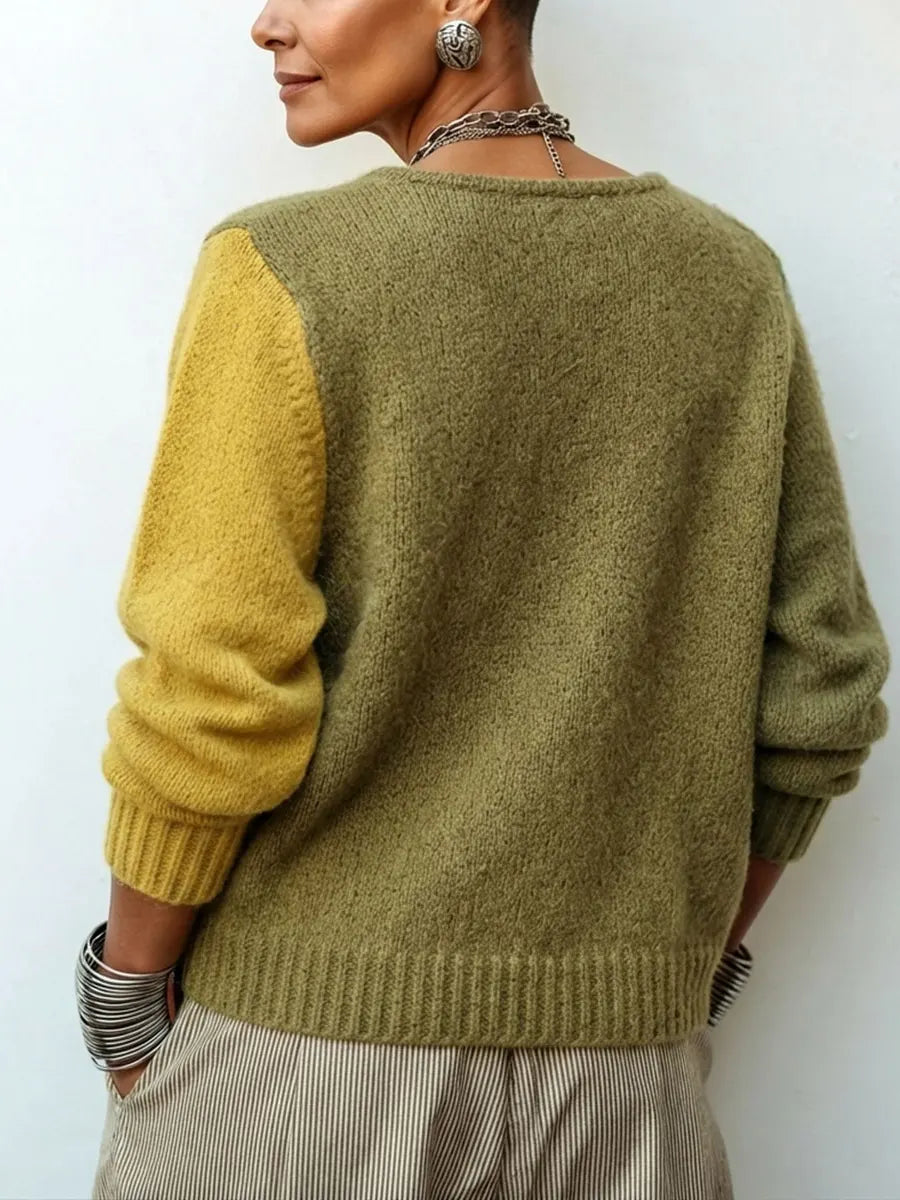 Maribel – Asymmetrical Color-Block Knit Sweater