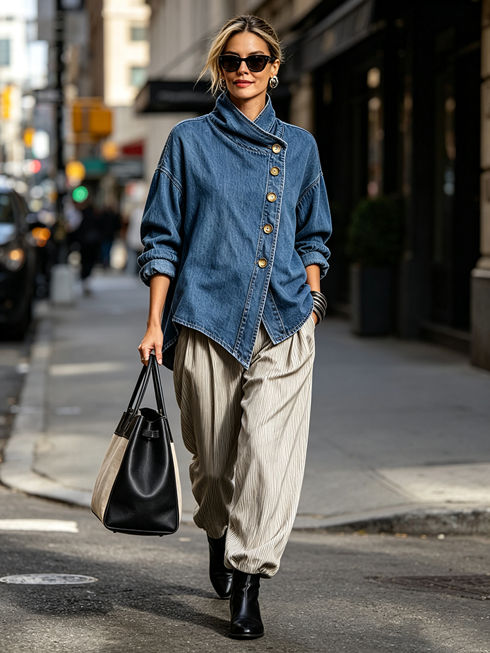 Marlena – Relaxed Asymmetrical Denim Shirt