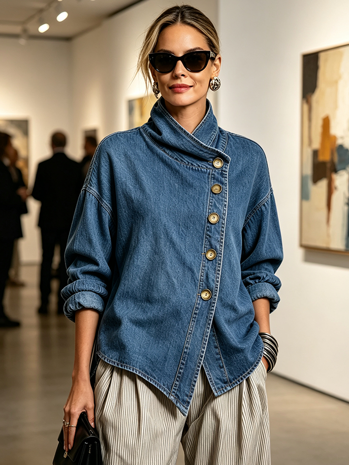 Marlena – Relaxed Asymmetrical Denim Shirt