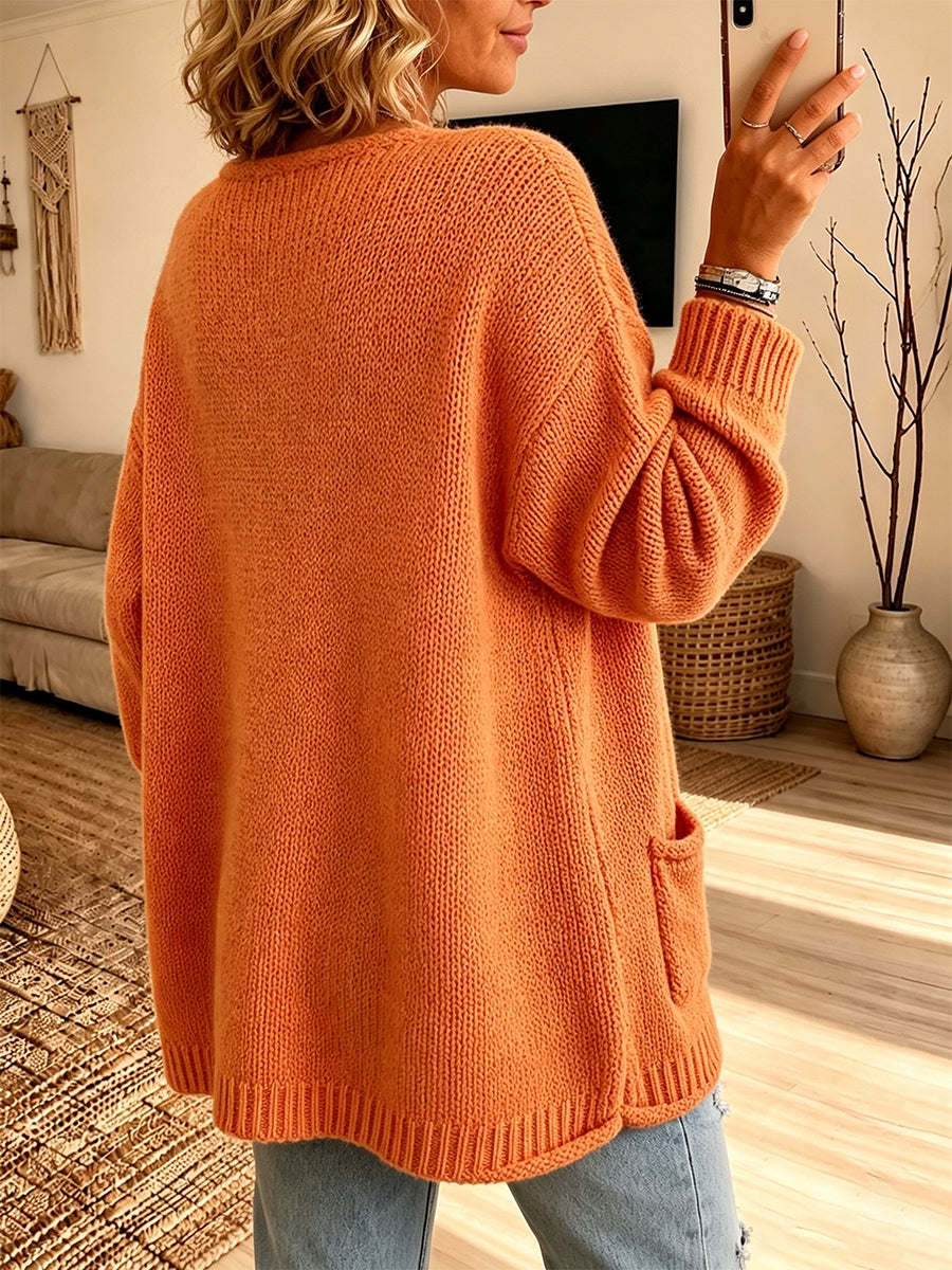 Megan – Relaxed V-Neck Knit Tunic Sweater