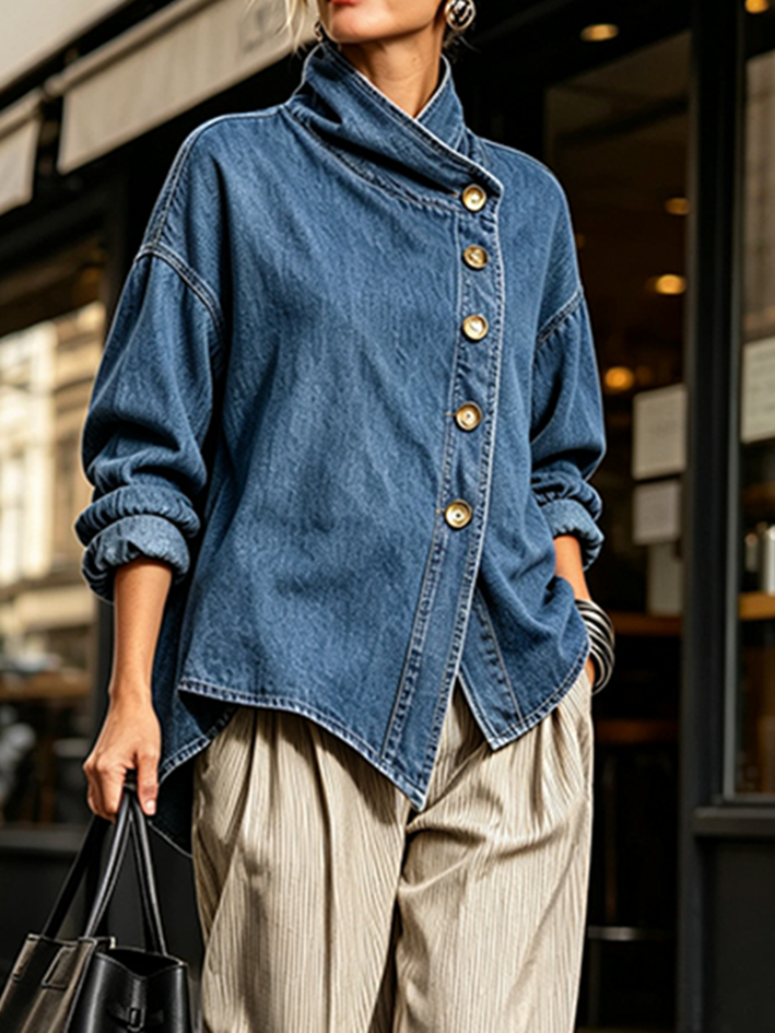 Marlena – Relaxed Asymmetrical Denim Shirt