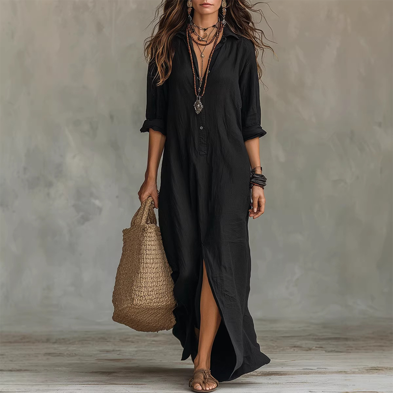 Talia – Relaxed Collared Maxi Dress