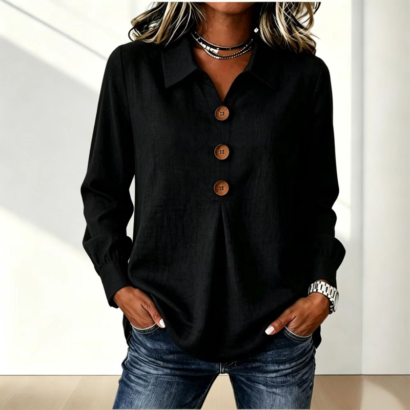Clara – Button-Front Pleated Blouse