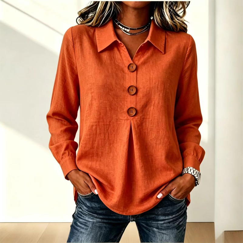 Clara – Button-Front Pleated Blouse