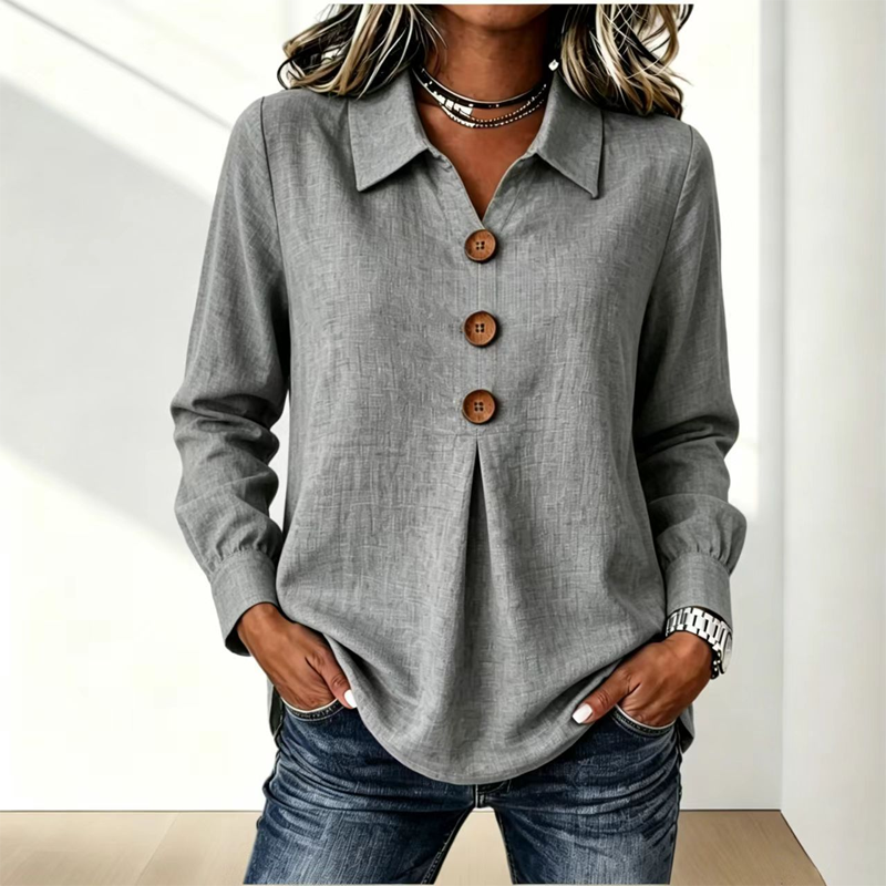 Clara – Button-Front Pleated Blouse