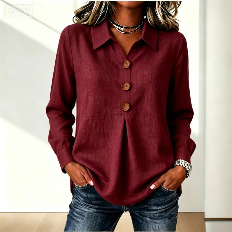 Clara – Button-Front Pleated Blouse