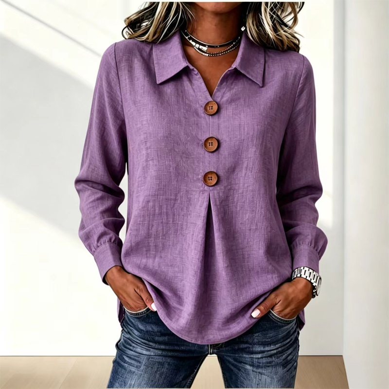 Clara – Button-Front Pleated Blouse