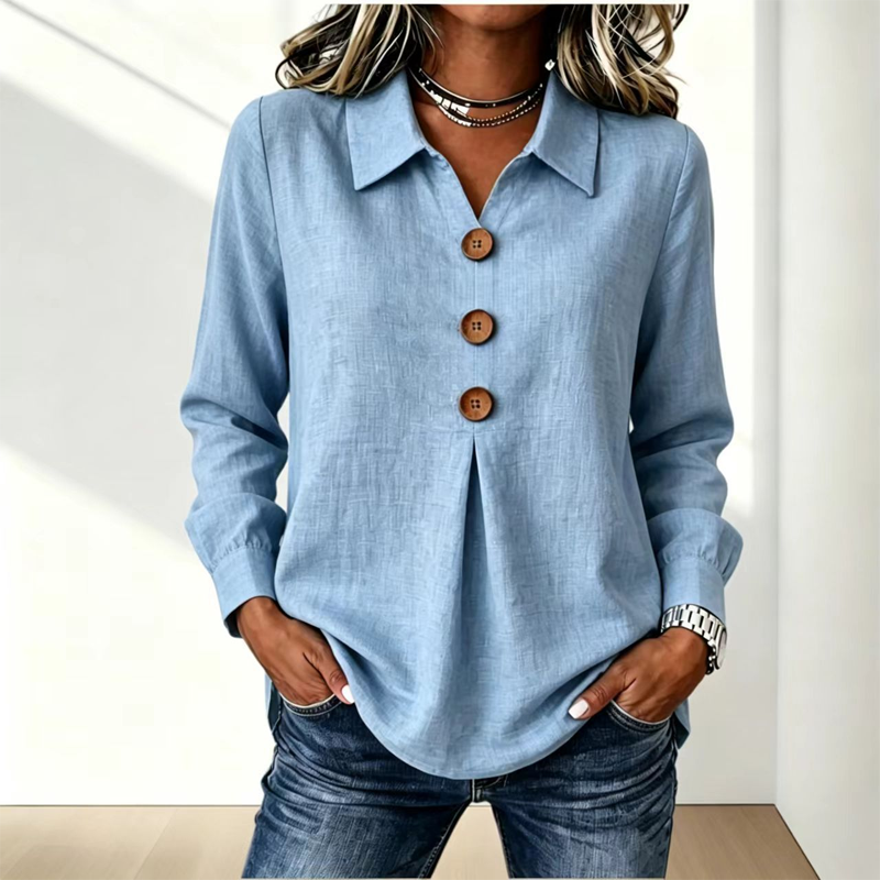 Clara – Button-Front Pleated Blouse