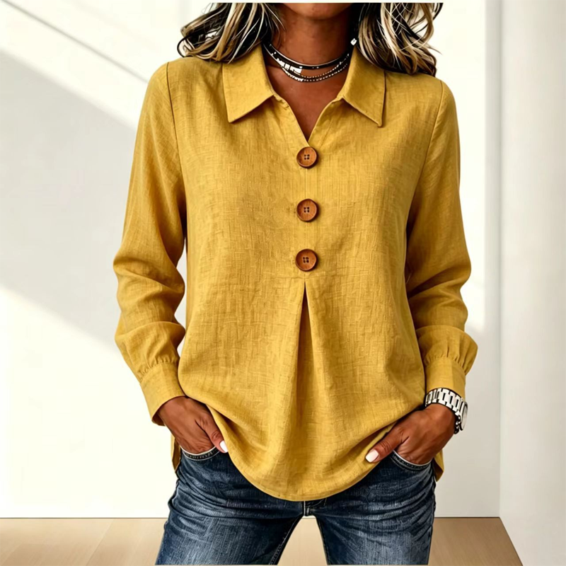 Clara – Button-Front Pleated Blouse