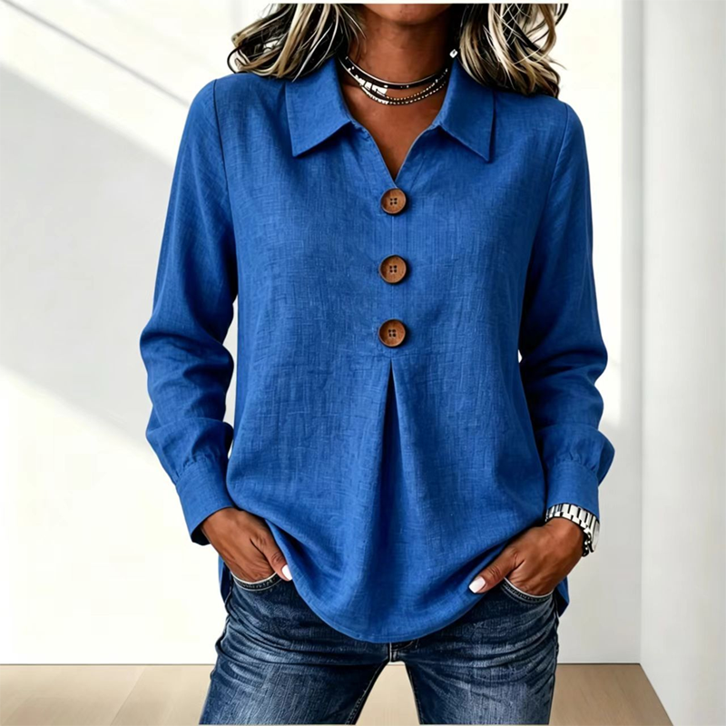 Clara – Button-Front Pleated Blouse