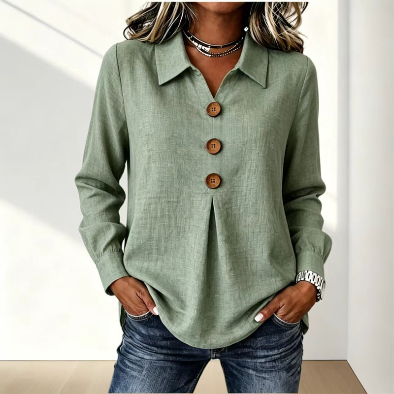 Clara – Button-Front Pleated Blouse